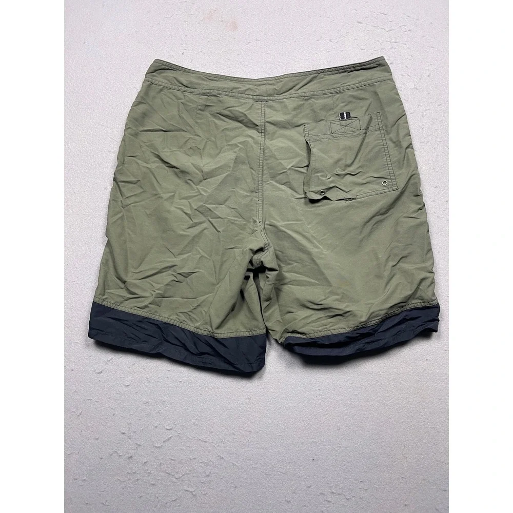 Eddie Bauer EBTEK Board Shorts Nylon Olive Green Navy Blue 37 Mens